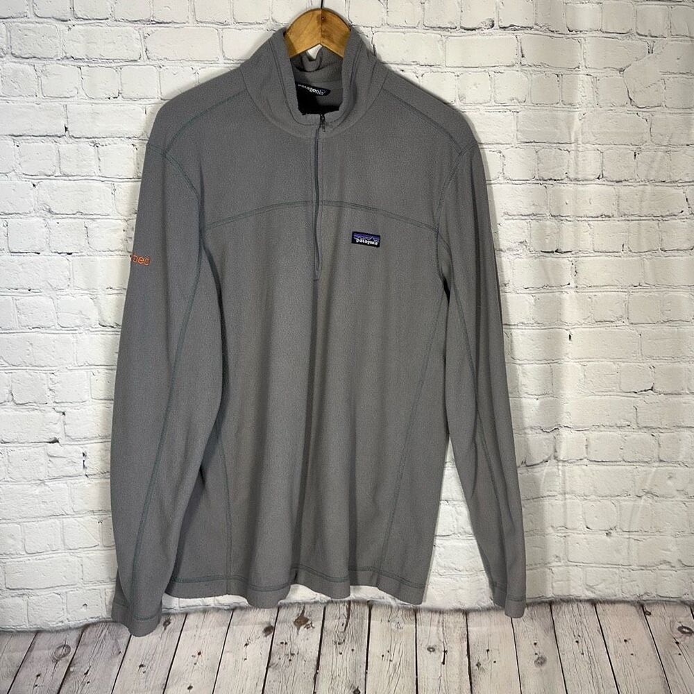 Patagonia Men's Micro D Fleece Pullover Size L Large Gray Quarter Zip 26176‎
